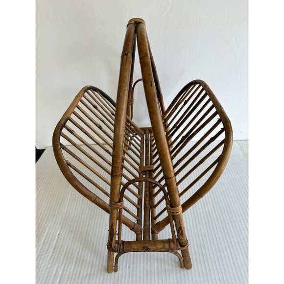 Vintage Boho Chic MCM Bamboo Magazine Holder/Rack Foldable - Picture 6 of 14